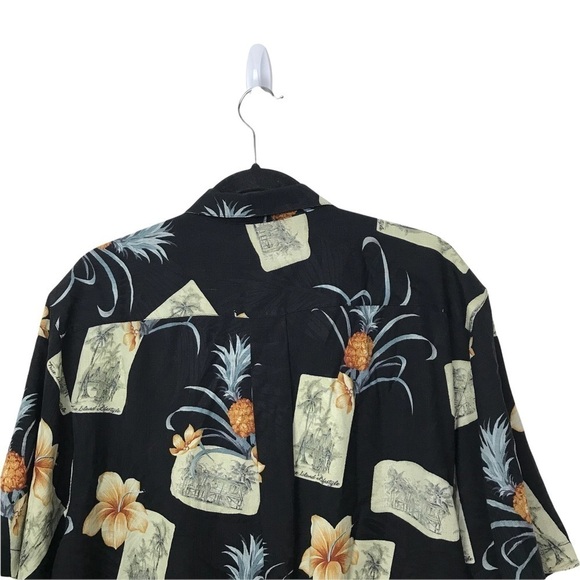 Jamaica Jaxx Black 100% Silk Short Sleeve Aloha Shirt - Picture 5 of 8
